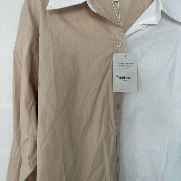 Bohme 2 Tone Colorblock Front Button Women’s Top L (NWT) - Picture 2 of 5